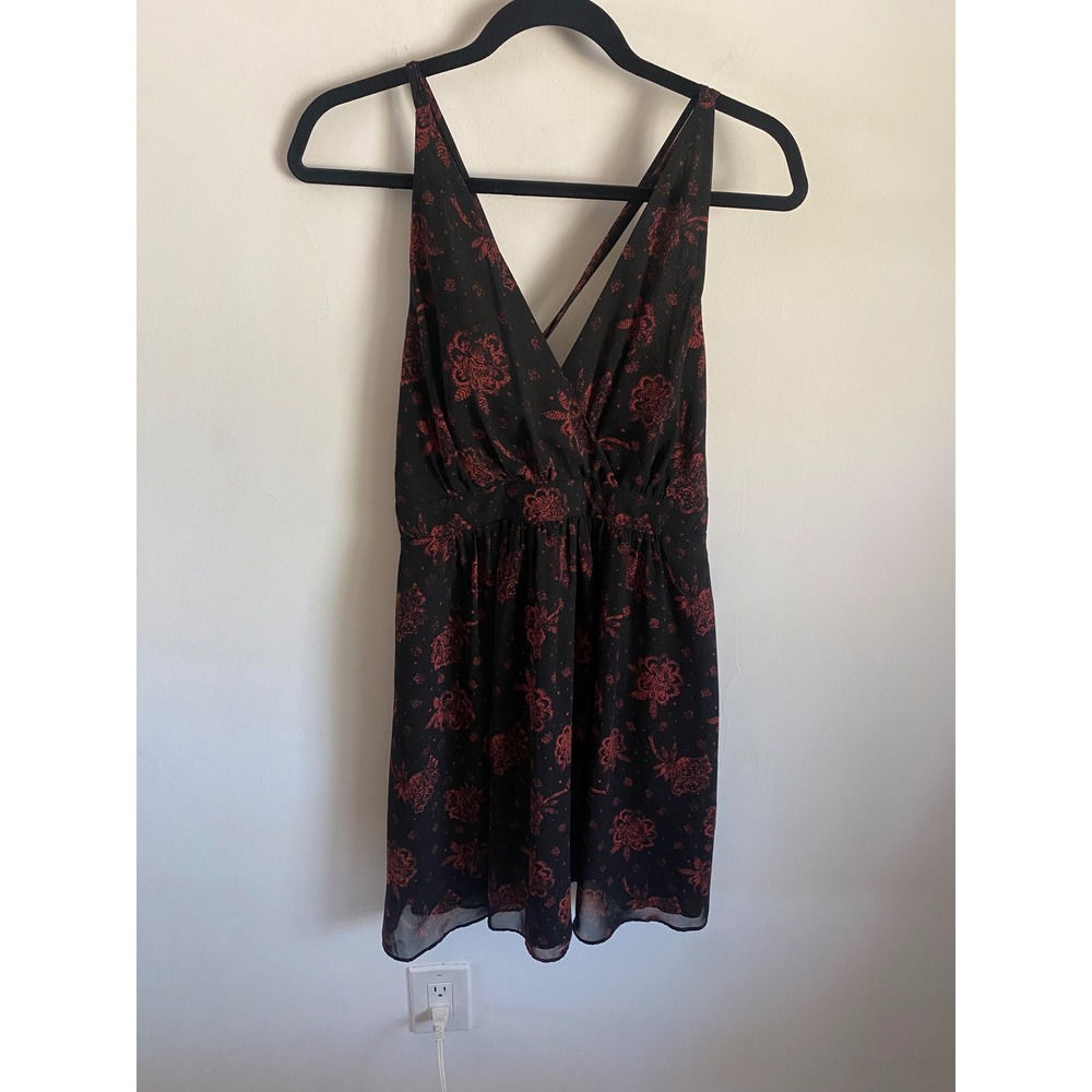 Bongo Black Red Floral Razor Strap Mini Dress Juniors 7